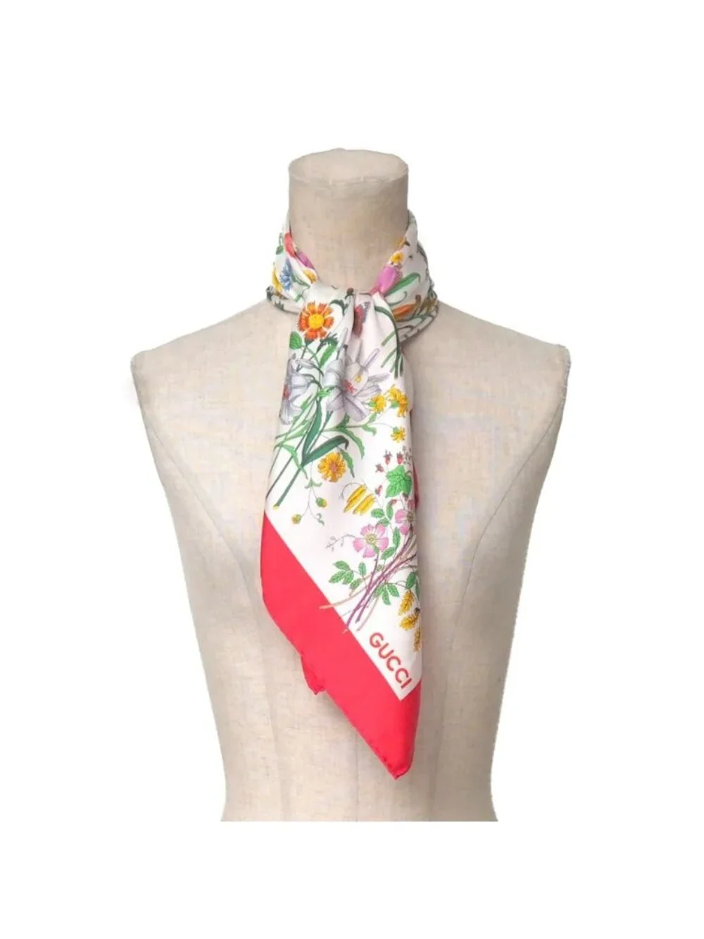 Gucci Vintage Flora Scarf Silk Twill